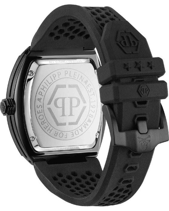 PHILIPP PLEIN The Hexagon Phantom Crystals Black Silicone Strap