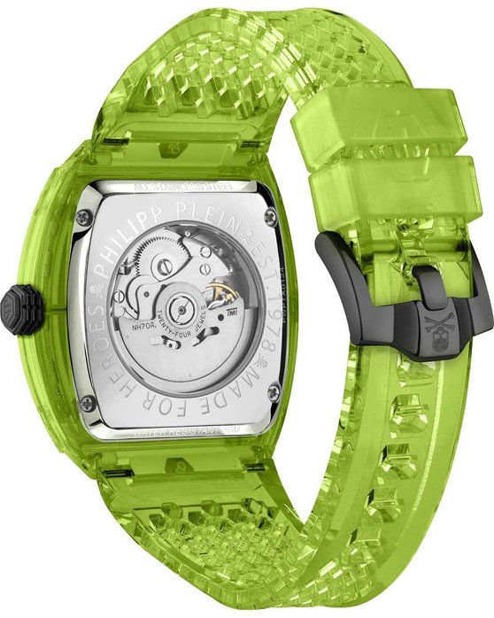 PHILIPP PLEIN The Skeleton Crystal Automatic Green Silicone Strap