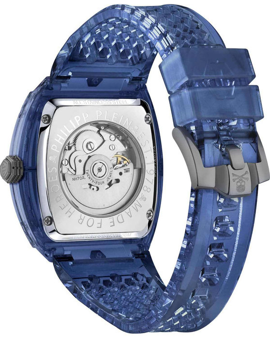 PHILIPP PLEIN The Skeleton Crystal Automatic Blue Silicone Strap