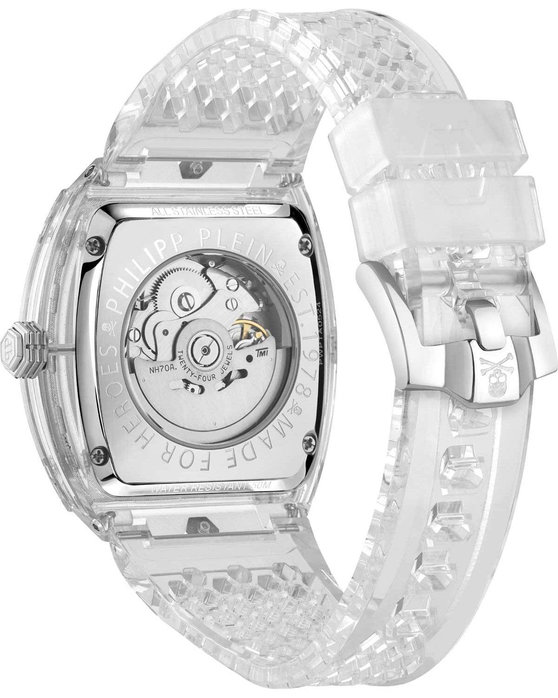 PHILIPP PLEIN The Skeleton Crystal Automatic White Silicone Strap