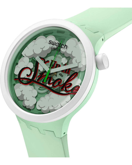 SWATCH Pufffframic Up In Smoke Light Green Silicone Strap