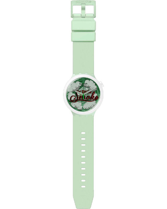 SWATCH Pufffframic Up In Smoke Light Green Silicone Strap