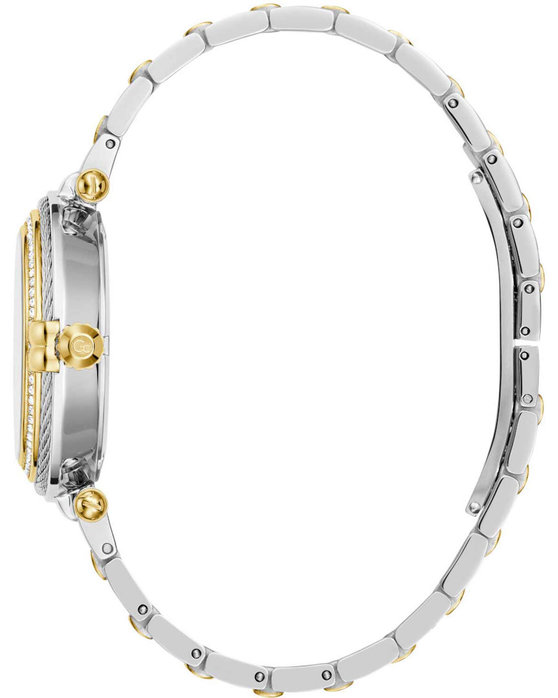 GUESS Collection Vogue Cable Crystals Two Tone Stainless Steel Bracelet