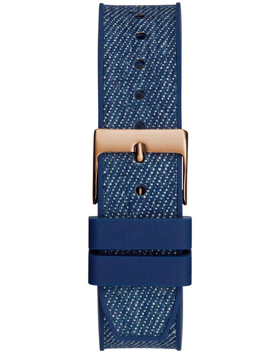 GUESS Iconic 40th Zircons Blue Rubber Strap