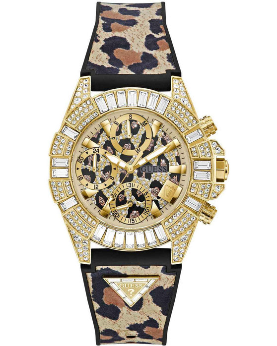 GUESS Iconic 40th Zircons Animal Print Combined Materials Strap