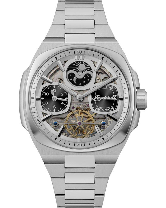 INGERSOLL Spirit Automatic Dual Time Silver Stainless Steel Bracelet