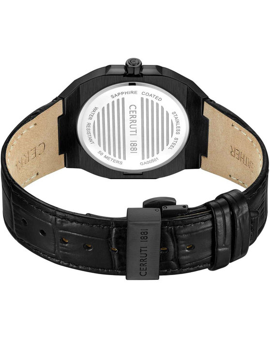 CERRUTI Leadri Black Leather Strap