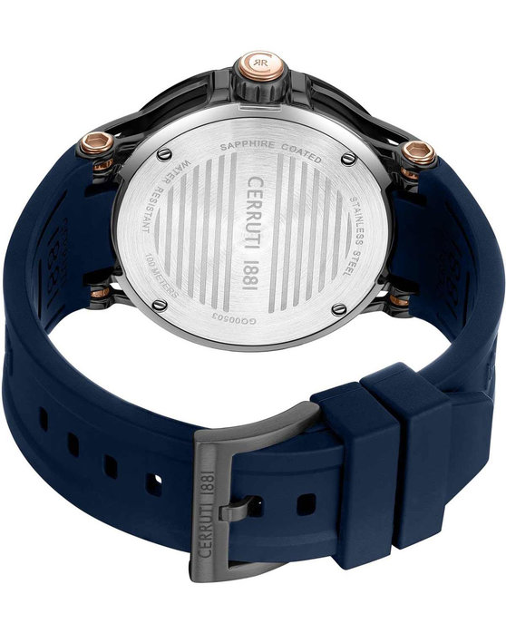 CERRUTI Velletri Dual Time Blue Silicone Strap