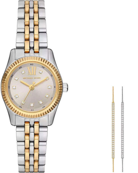 MICHAEL KORS Lexington Crystals Two Tone Stainless Steel Bracelet Gift Set