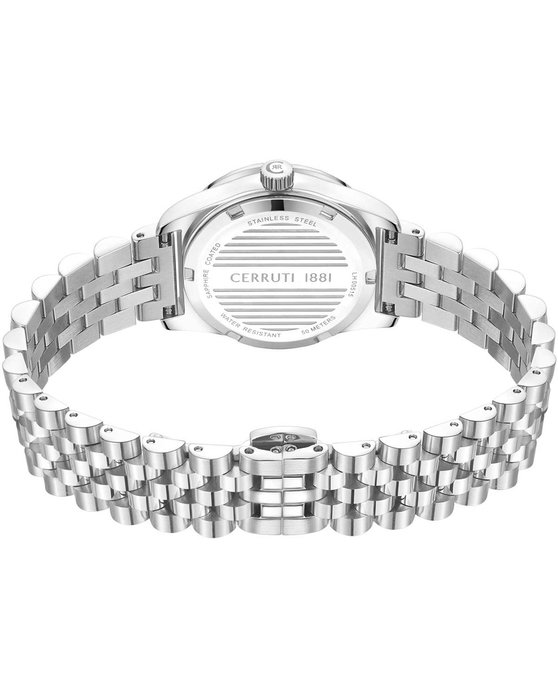 CERRUTI Baccio Crystals Silver Stainless Steel Bracelet