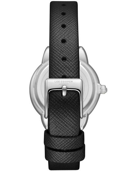 LEE COOPER Crystals Black Leather Strap