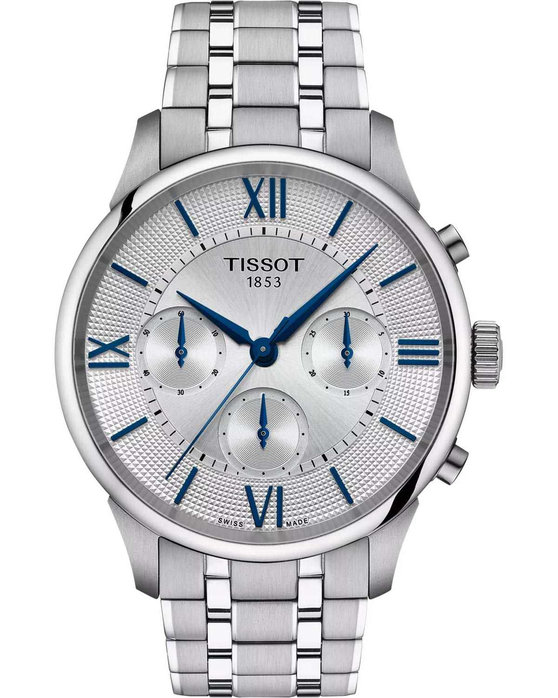 TISSOT T-Classic Chemin Des Tourelles Automatic Chronograph Silver Stainless Steel Bracelet