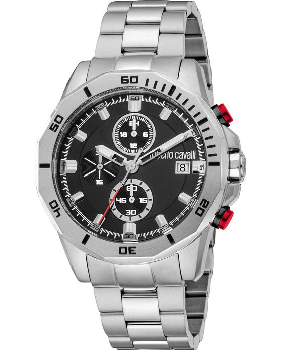 ROBERTO CAVALLI Gents Chronograph Silver Stainless Steel Bracelet