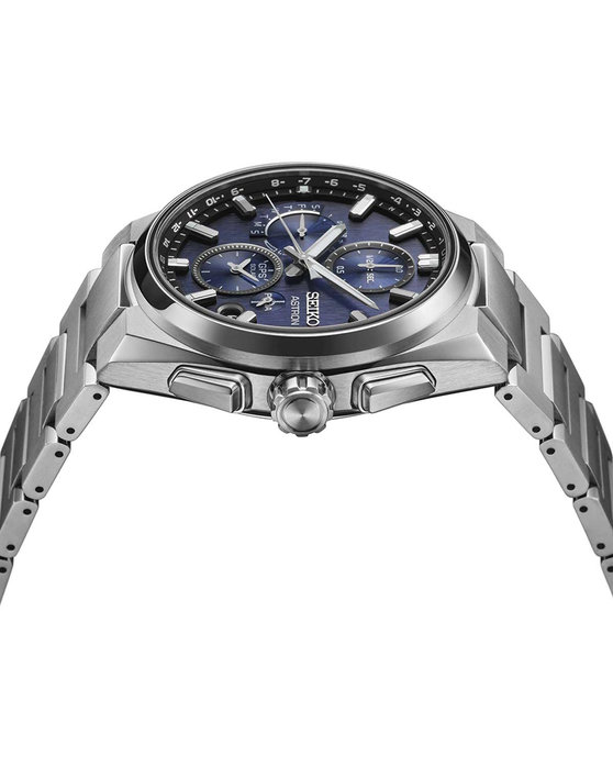 SEIKO Astron 5X GPS Solar 2024 Dual Time Chronograph Silver Titanium Bracelet