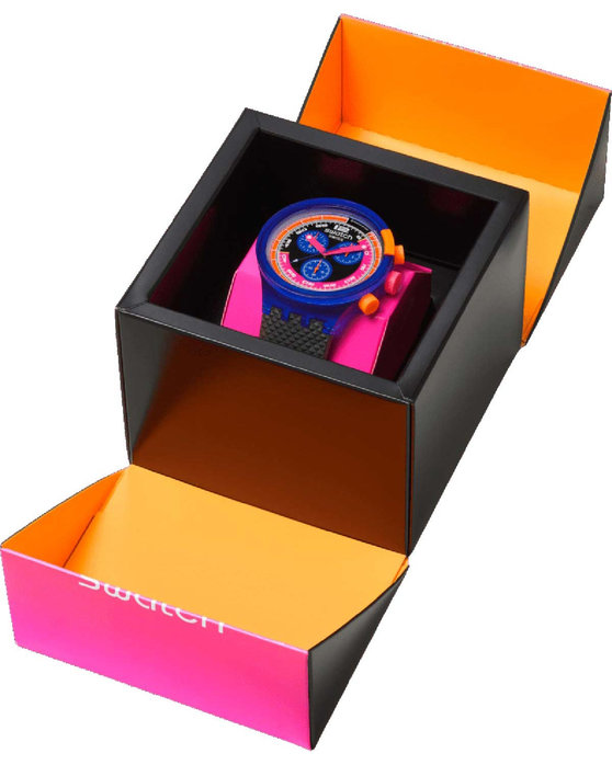 SWATCH Neon Party To The Max Chronograph Black Biosourced Strap