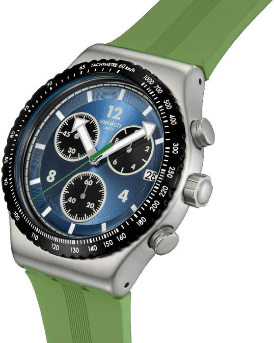 SWATCH Dusk Thru The Leaves Chronograph Green Silicone Strap