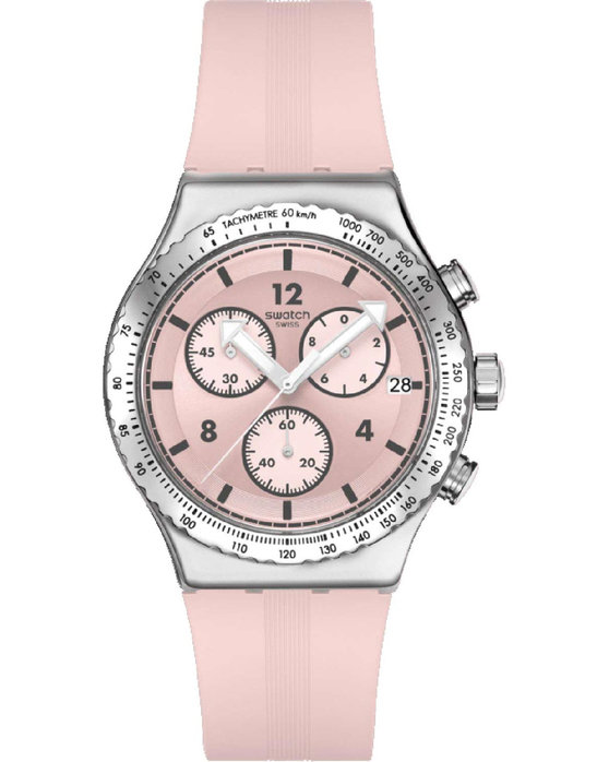 SWATCH Poppingly Chronograph Pink Silicone Strap