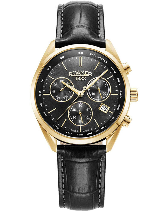 ROAMER Pro Chrono Chronograph Black Leather Strap