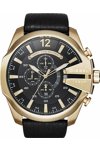 DIESEL Mega Chief Men's Chrono Black Leather Strap