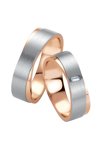 Wedding rings 14ct Pink Gold and Whitegold with Diamond Breuning