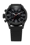 THORTON Arne Dual Time Black Leather Strap