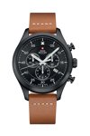 SWISS MILITARY by CHRONO Chronograph Brown Leather Strap