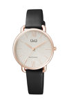 Q&Q Ladies Black Leather Strap