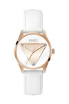 GUESS Emblem White Leather Strap