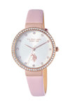 U.S.POLO Camille Crystals Pink Leather Strap