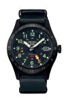 SEIKO 5 Sports Field Deception Automatic Dual Time GMT Black Leather Strap