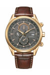 CITIZEN Eco-Drive RadioControlled Chronograph Brown Leather Strap