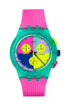 SWATCH Neon Flash Arrow Chronograph Pink Silicone Strap