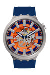 SWATCH Big Bold Irony Orange In The Works Blue Rubber Strap