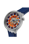 SWATCH Big Bold Irony Orange In The Works Blue Rubber Strap