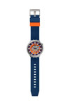 SWATCH Big Bold Irony Orange In The Works Blue Rubber Strap