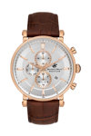 BEVERLY HILLS POLO CLUB Dual Time Brown Leather Strap