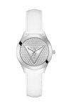 GUESS Glitz Plaque Crystals White Leather Strap