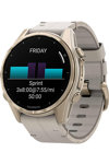 GARMIN Fenix 8 43mm AMOLED Sapphire Soft Gold with Fog Gray Leather Strap