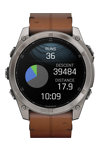 GARMIN Fenix 8 51mm AMOLED Sapphire Titanium with Chestnut Brown Leather Strap