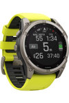 GARMIN Fenix 8 51mm Solar Sapphire Titanium with Amp Yellow Silicone Band (προπαρ.)