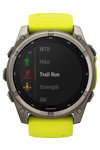 GARMIN Fenix 8 51mm Solar Sapphire Titanium with Amp Yellow Silicone Band