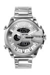 DIESEL Mega Chief Dual Time Silver Stainless Steel Bracelet