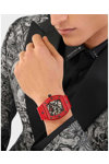 PHILIPP PLEIN The Skeleton Crystal Automatic Red Silicone Strap