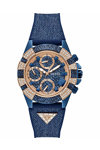 GUESS Iconic 40th Zircons Blue Rubber Strap