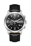 LEE COOPER Dual Time Black Leather Strap