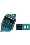 CASIO Vintage Mini Calculator Dual Time Chronograph Turquoise Bio-Resin Strap