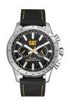 CATERPILLAR Boston Multi Dual Time Black Leather Strap